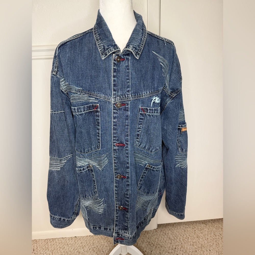Phat farm Rare Denim Jacket with unique style size XL